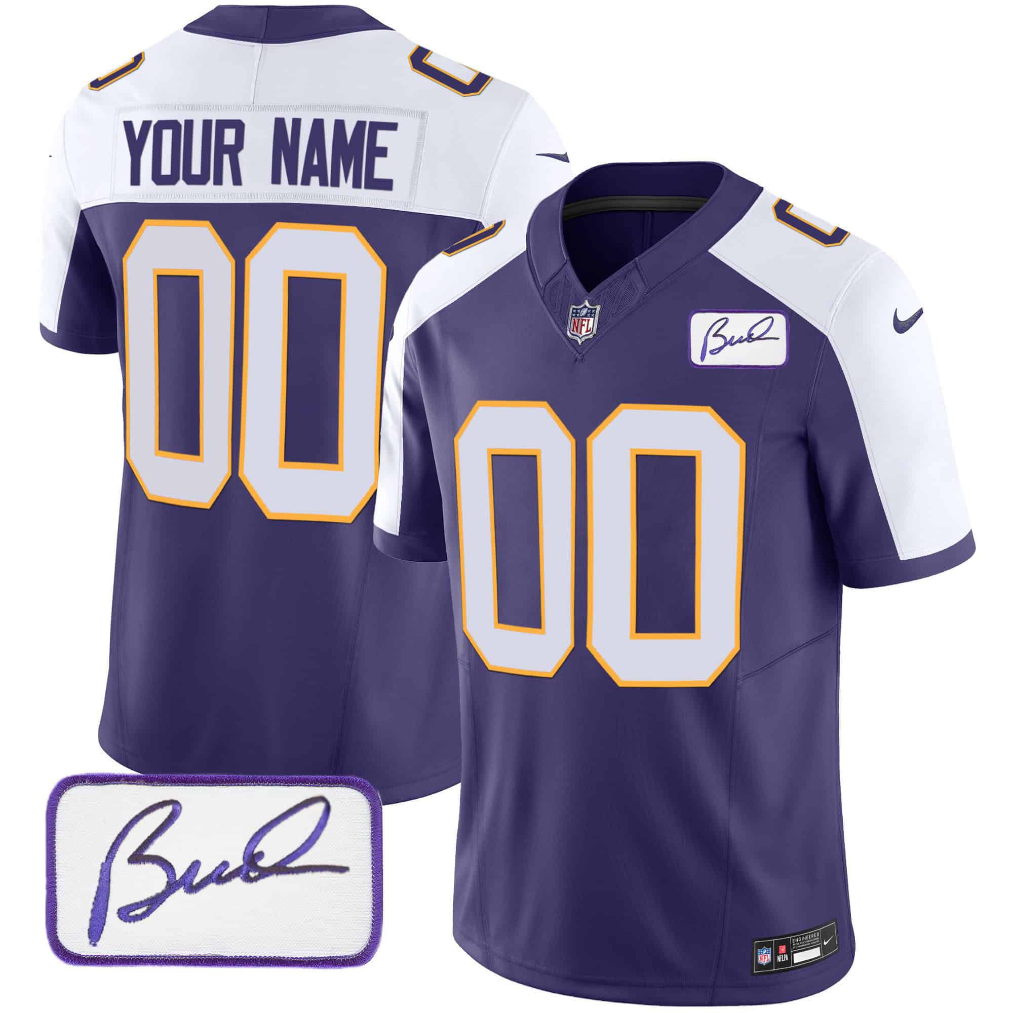 Men Minnesota Vikings Purple 2024 Nike Bud Grant Patch Classic Limited Custom NFL Jersey->customized nfl jersey->Custom Jersey